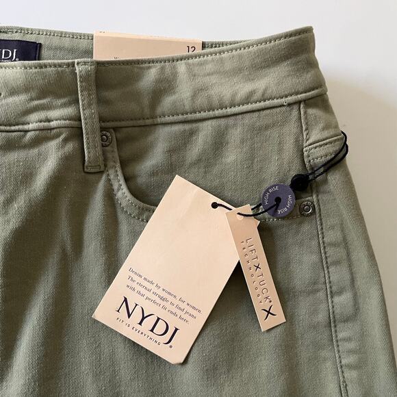 NYDJ Mia Palazzo Ankle Jeans High Waist Flare in Juniper Green Size 12 $109 NWT - Picture 9 of 12